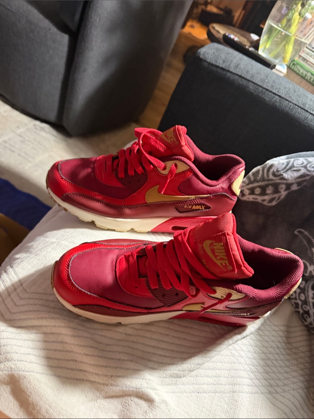 Nike Air Max Burgundy, Red & Gold Sneakers - Picture 4 of 4